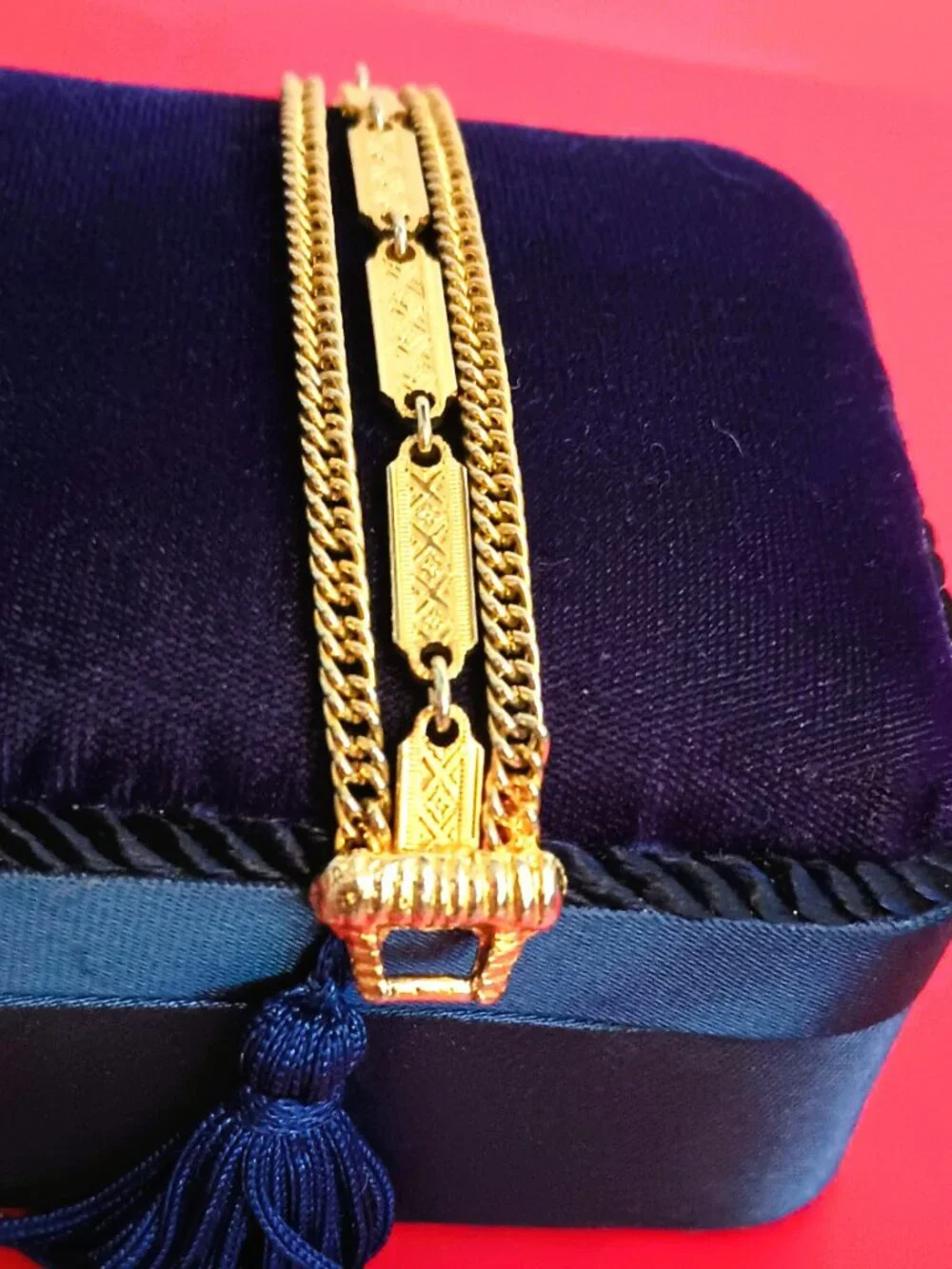 Vintage Gold Triple Strand Bracelet 6.75